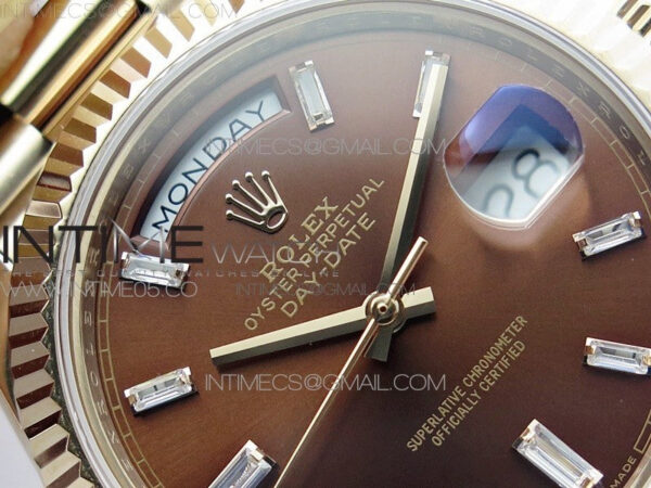 Day-Date 40mm 228239 BP New Dial Version 904 RG Brown T Crystal Markers Dial on RG President Bracelet A2836 – Bild 8