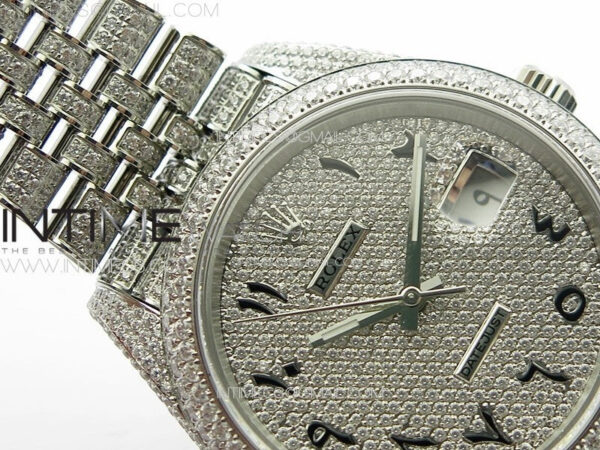 DateJust 41 126334 Full Paved Diamonds BP Best Edition Diamond Dial Arabic Markers on Jubilee Bracelet A2824 – Bild 8