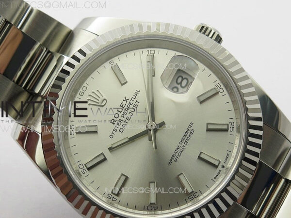 DateJust 41 126334 NTF 1:1 Best Edition 904L Steel Silver Stick Dial on Oyster Bracelet VR3235 – Bild 8
