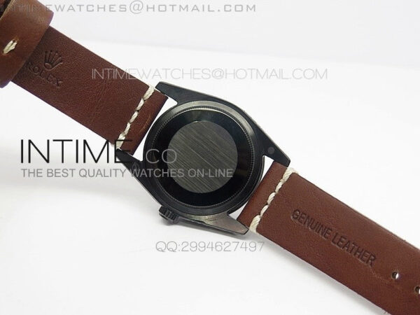 Datejust Engraved DLC Case Black dial on Brown Leather Strap – Bild 8