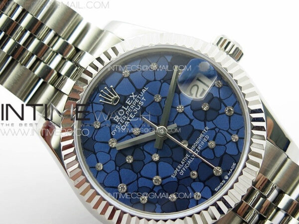DateJust 31mm 72610 SS APSF Best Edition Blue Flowers Crystals Dial on Jubilee Bracelet A2824 – Bild 8