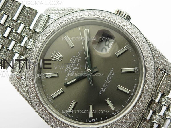 DateJust 41 126334 Full Paved Diamonds BP Best Edition Rhodium Dial Stick Markers on Jubilee Bracelet A2824 – Bild 8
