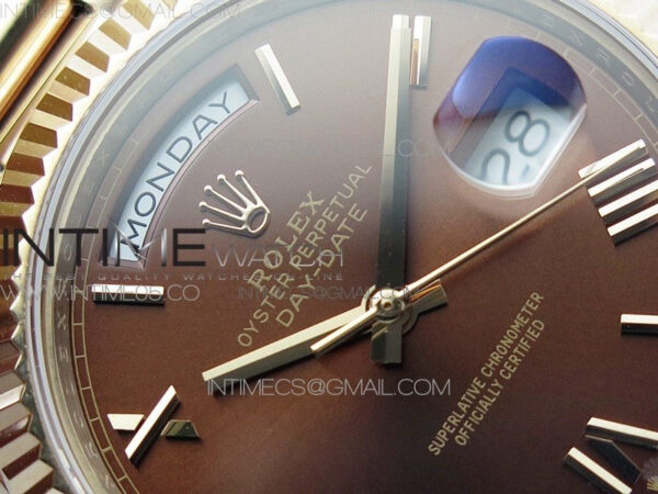 Day-Date 40mm 228239 BP New Dial Version 904 RG Brown Roman Markers Dial on RG President Bracelet A2836 – Bild 8