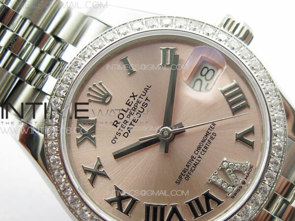 DateJust 31mm 178271 SS Crystal Bezel APSF Best Edition Pink Dial Roman Markers on Jubilee Bracelet A2824 – Bild 7