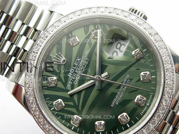 DateJust 36 SS 126233 Diamonds Bezel JDF 1:1 Best Edition New Green Dial on Jubilee SS Bracelet – Bild 8
