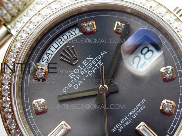 Day-Date 36 128235 RG/Crystal BP Best Edition Gray Crystal Marker Dial on RG President Bracelet A2836 – Bild 8
