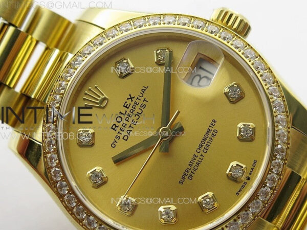 DateJust 31mm 178271 YG APSF Best Edition YG Dial Crystal Markers on President Bracelet A2824 – Bild 8