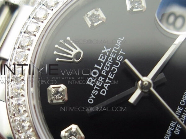 Datejust 31mm 278275 SS Crystal bezel BP Best Edition Black Dial(@6 Crystal Marker) on RG President Bracelet – Bild 8