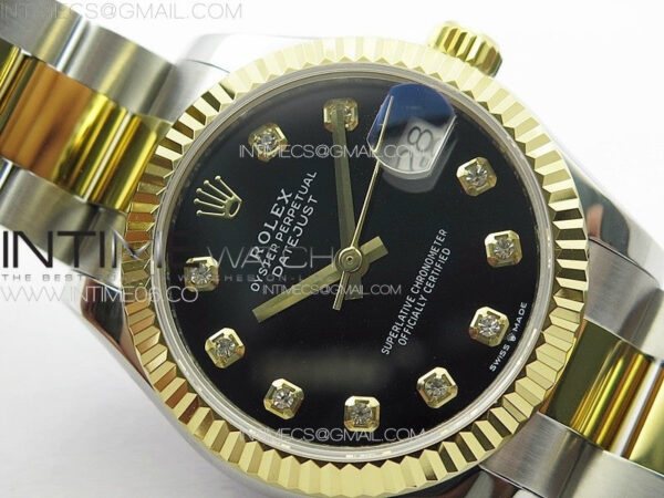 DateJust 31mm 178271 SS/YG APSF Best Edition Black Dial Crystal Markers on Oyster Bracelet A2824 – Bild 8