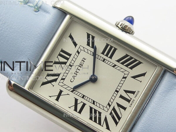 Tank Louis Ladies 25mm SS 8848F 1:1 Best Edition White Dial on Blue Leather Strap Ronda Quartz – Bild 8