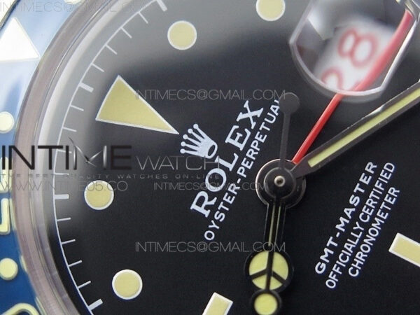 Vintage GMT Master 6542 Blue/Red Bezel B12 Black Dial on SS Bracelet A2836 – Bild 8