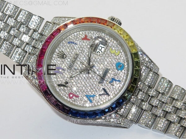 DateJust 41 126300 Full Paved Diamonds Rainbow 904 GSF Best Edition Diamonds Dial Arabic Markers on Jubilee Bracelet VR3235 – Bild 8