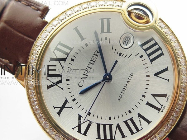 Ballon White 42mm Double Diamonds Bezel RG K3F 1:1 Best Edition White Texture Dial on Black Leather Strap A2824 – Bild 8