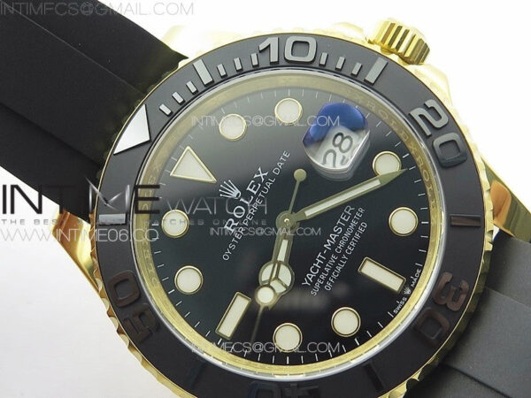 Yacht-Master 126655 YG 3EF 1:1 Best Edition 3D Black Ceramic Bezel on Black Rubber Strap VR3235 – Bild 9