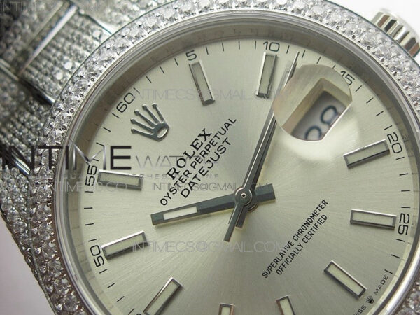 DateJust 41 126334 904 Full Paved Diamonds BP Best Edition Silver Dial Sticks Markers on Oyster Bracelet A2824 – Bild 8