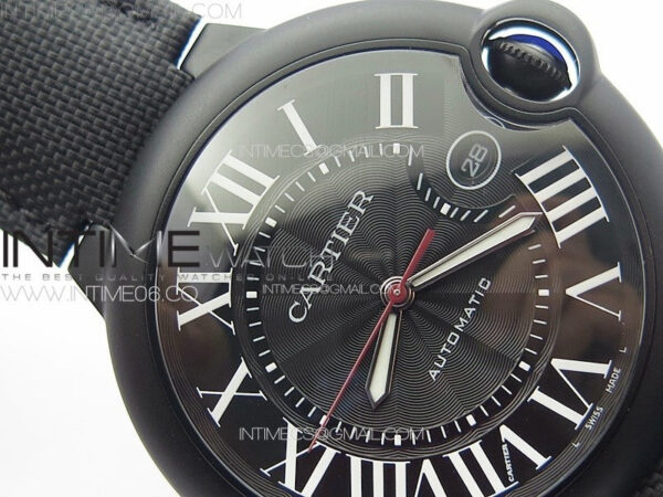 Ballon Bleu 42mm DLC K3F 1:1 Best Edition Black Texture Dial on Black Leather Strap A2824 – Bild 8