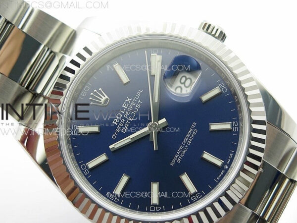 DateJust 41 126334 NTF 1:1 Best Edition 904L Steel Blue Stick Dial on Oyster Bracelet VR3235 – Bild 8