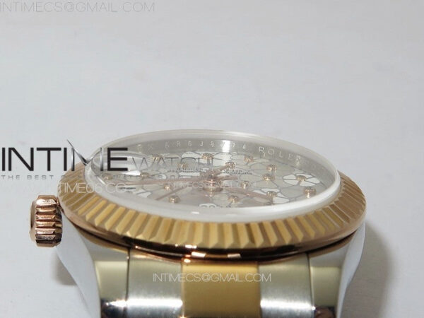 DateJust 31mm 278274 904L SS/RG GMF Best Edition Silver Flowers Crystals Dial on 904L SS/RG Oyster Bracelet A2824 – Bild 8