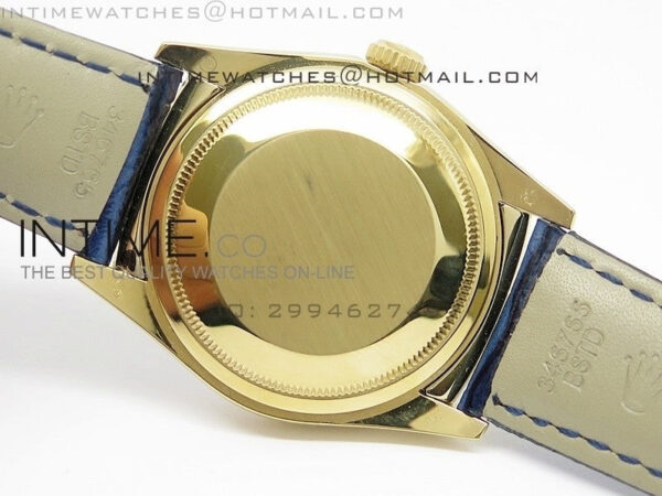 DayDate YG 36mm Blue Dial Diamond Bezel On Leather Strap – Bild 9
