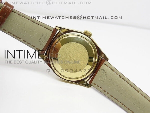 DayDate YG 36mm Gold Dial Diamond Bezel On Leather Strap – Bild 8
