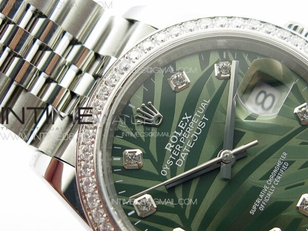 DateJust 36 SS 126233 Diamonds Bezel JDF 1:1 Best Edition New Green Dial on Jubilee SS Bracelet – Bild 9