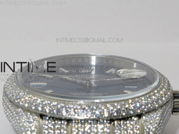 DateJust 41 126334 904 Full Paved Diamonds BP Best Edition Blue Dial Sticks Markers on Oyster Bracelet A2824 – Bild 9
