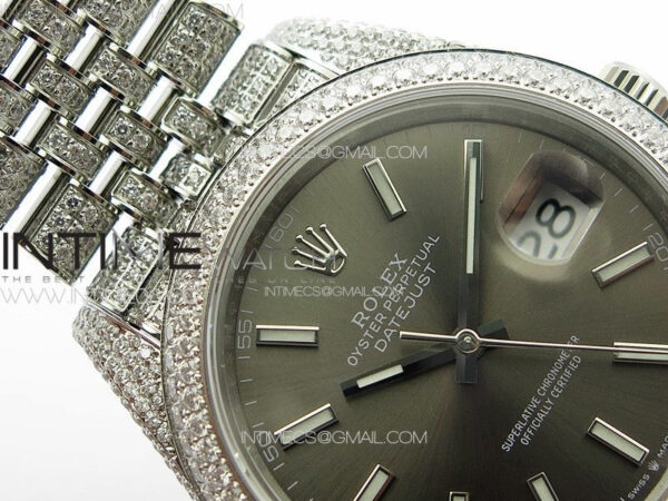 DateJust 41 126334 Full Paved Diamonds BP Best Edition Rhodium Dial Stick Markers on Jubilee Bracelet A2824 – Bild 9