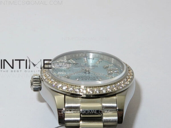 Datejust 28mm 279179 SS/Crystals APSF Best Edition Ice Blue Dial Sticks Crystals Markers on SS President Bracelet NH05 – Bild 9