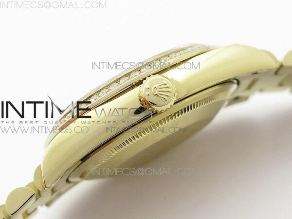 Day-Date 36 128235 YG/Crystal BP Best Edition Black Crystal Marker Dial on YG President Bracelet A2836 – Bild 9