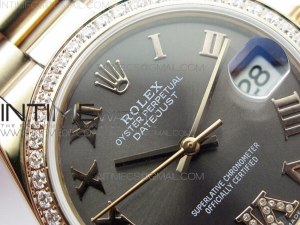 Datejust 31mm 278275 RG Dia Bezel BP Best Edition Gray Roman Markers Dial @6 Dia on RG President Bracelet – Bild 9