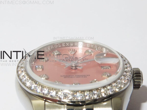 Datejust 28mm 279179 SS/Crystals Bezel APSF Best Edition Pink Dial Crystals Markers on SS Jubilee Bracelet NH05 – Bild 8