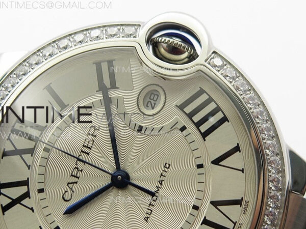 Ballon Bleu 42mm Diamonds Bezel SS K3F 1:1 Best Edition White Texture Dial on SS Bracelet A2824 – Bild 9
