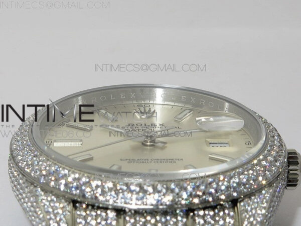 DateJust 41 126334 904 Full Paved Diamonds BP Best Edition Silver Dial Sticks Markers on Oyster Bracelet A2824 – Bild 9