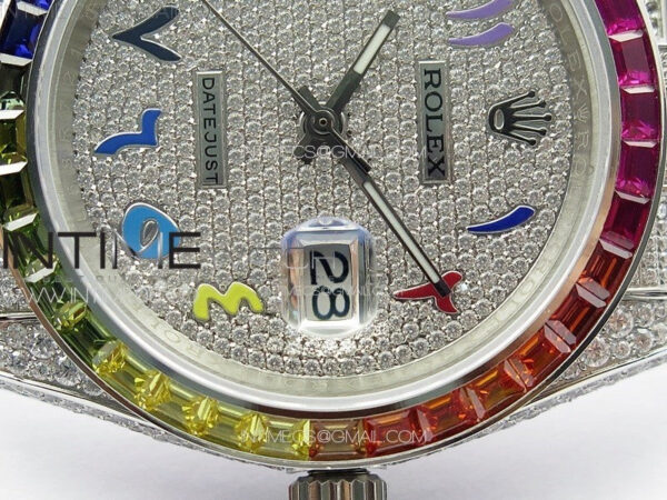 DateJust 41 126300 Full Paved Diamonds Rainbow 904 GSF Best Edition Diamonds Dial Arabic Markers on Jubilee Bracelet VR3235 – Bild 9