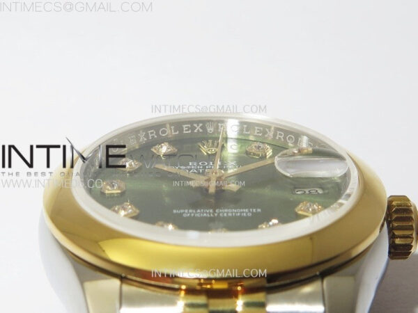 Datejust 28mm 279173 Smooth Bezel SS/YG APSF Best Edition Green Dial Crystals Markers on Jubilee Bracelet NH05 – Bild 9