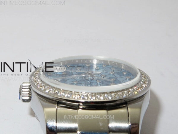 DateJust 31mm 278274 904L SS/Crystals Bezel GMF Best Edition Blue Flowers Crystals Dial on 904L Oyster Bracelet A2824 – Bild 9