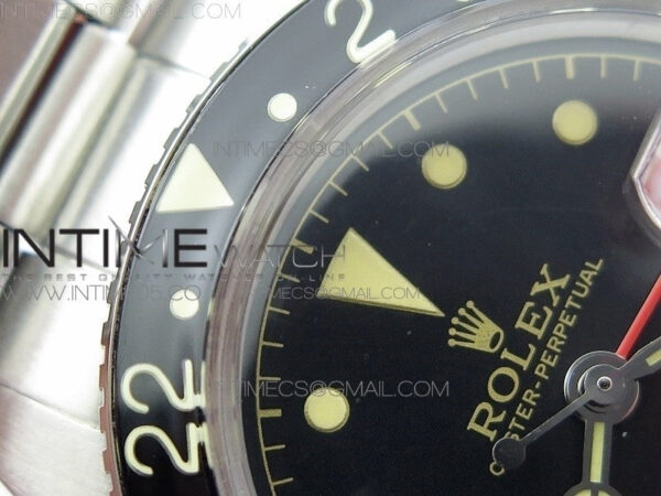 Vintage GMT Master 6542 Black/Red Bezel B12 Black Dial on SS Bracelet A2836 – Bild 10