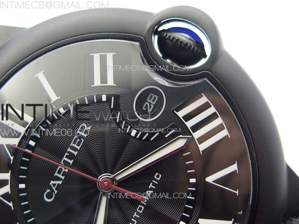 Ballon Bleu 42mm DLC K3F 1:1 Best Edition Black Texture Dial on Black Leather Strap A2824 – Bild 9
