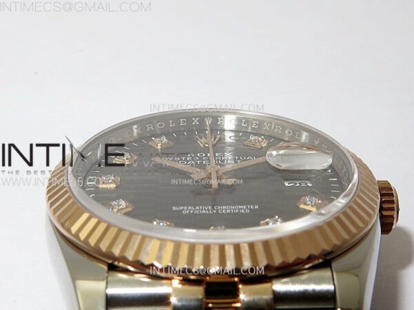 DateJust 36 SS 126231 904L SS/RG VSF 1:1 Best Edition Gray Fluted Dial Diamonds Markers on Jubilee Bracelet VS3235 – Bild 9