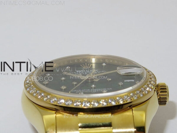 DateJust 31mm YG APSF Best Edition Green Flowers Crystals Dial on President Bracelet A2824 – Bild 9