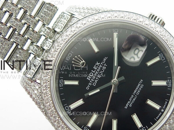 DateJust 41 126334 Full Paved Diamonds BP Best Edition Black Dial Stick Markers on Jubilee Bracelet A2824 – Bild 9