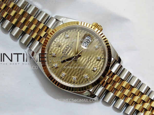 DateJust 36 SS 126233 904L SS/YG VSF 1:1 Best Edition Gold Fluted Dial Diamonds Markers on Jubilee Bracelet VS3235 – Bild 9