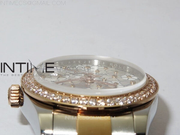 DateJust 31mm 278274 904L SS/RG Crystals Bezel GMF Best Edition Silver Flowers Crystals Dial on 904L SS/RG Oyster Bracelet A2824 – Bild 9