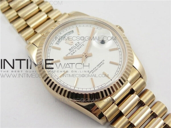 Day-Date 36 128239 RG BP Best Edition White Sticks Markers Dial on RG President Bracelet – Bild 9