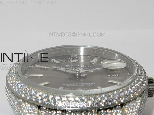 DateJust 41 126334 904 Full Paved Diamonds BP Best Edition Gray Dial Sticks Markers on Oyster Bracelet A2824 – Bild 8