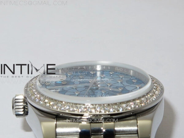 DateJust 31mm 278274 904L SS/Crystals Bezel GMF Best Edition Blue Flowers Crystals Dial on 904L Jubilee Bracelet A2824 – Bild 9