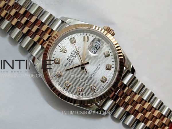 DateJust 36 SS 126231 904L SS/RG VSF 1:1 Best Edition Silver Fluted Dial Diamonds Markers on Jubilee Bracelet VS3235 – Bild 9