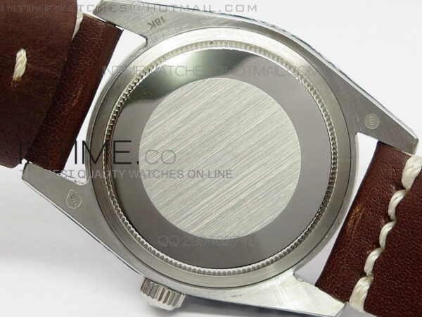 Datejust Engraved SS Case Yellow dial on Brown Leather Strap – Bild 9