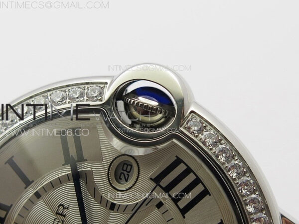 Ballon Bleu 42mm Diamonds Bezel SS K3F 1:1 Best Edition White Texture Dial on SS Bracelet A2824 – Bild 10
