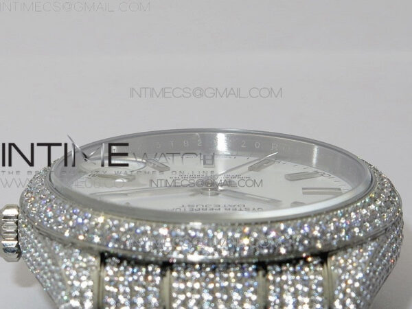 DateJust 41 126334 904 Full Paved Diamonds BP Best Edition White Dial Sticks Markers on Oyster Bracelet A2824 – Bild 10